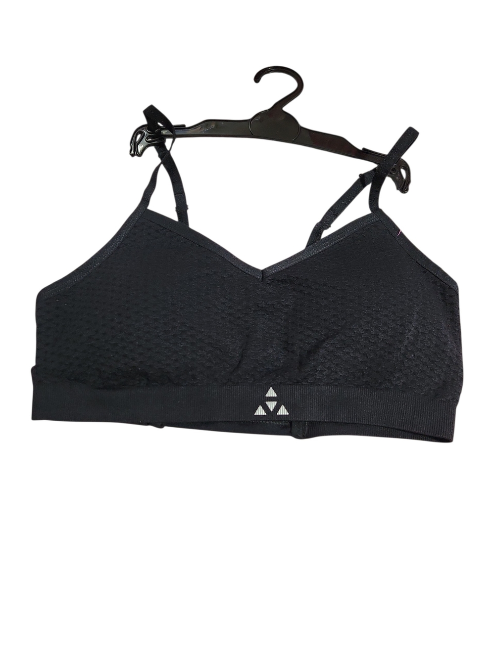 Triangle-Logo Seamless Black Sports Bralette